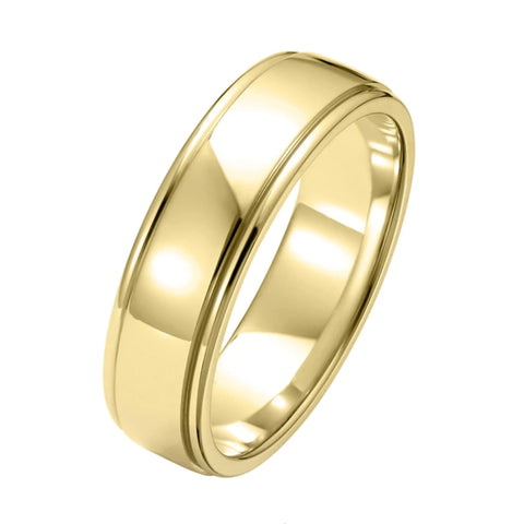 6mmRing in Yellow Gold with Grooves - Types of Men's Wedding Bands / Rings