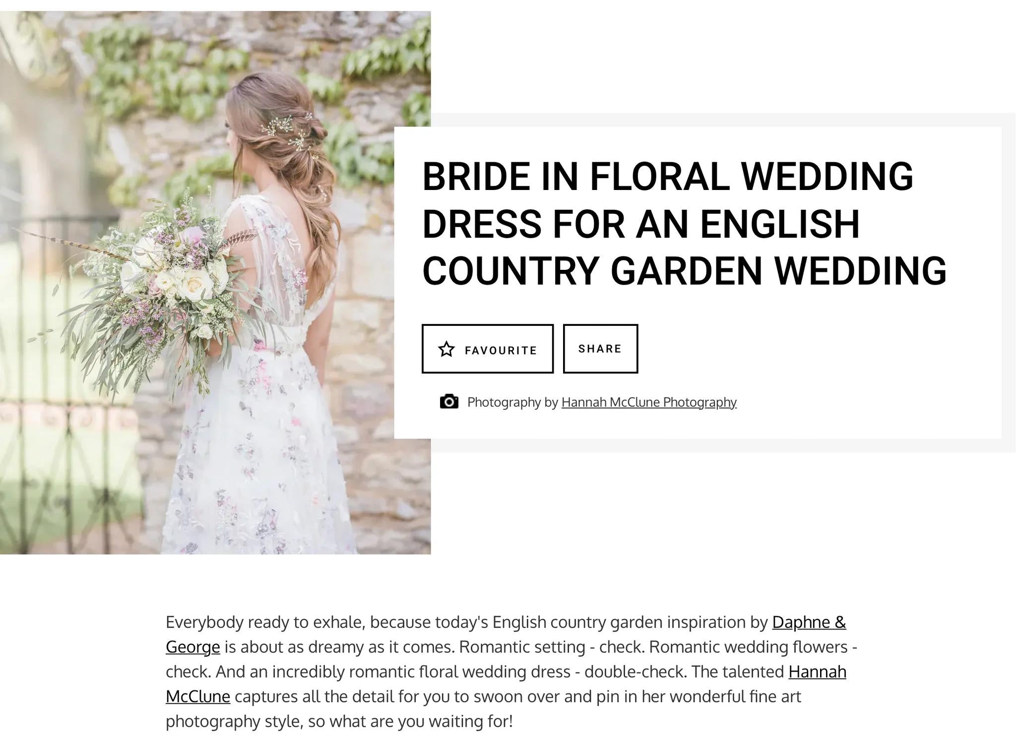 Floral wedding dress for English country wedding