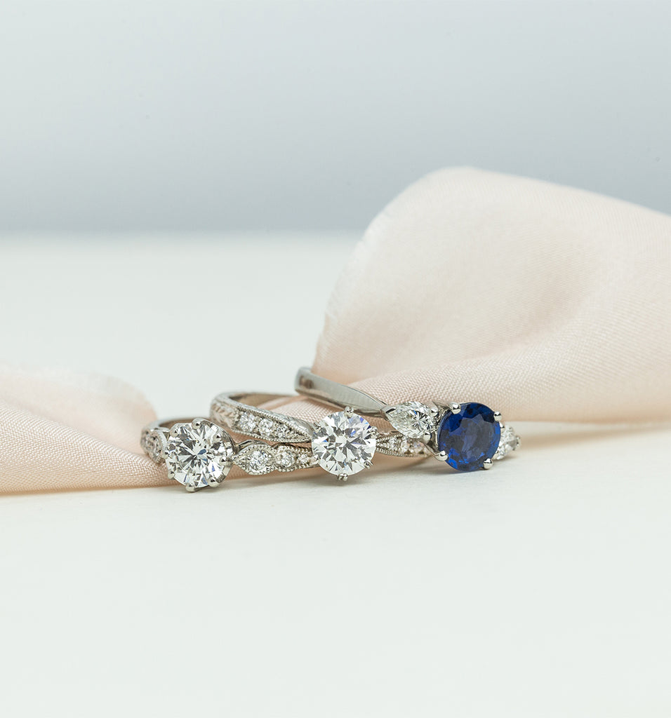 Vintage sapphire and diamond engagement rings