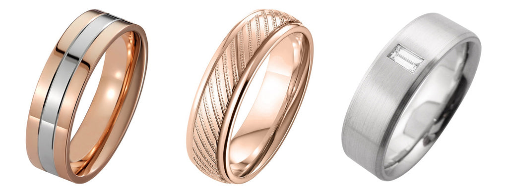 London Victorian Ring Co men's platinum and rose gold wedding rings