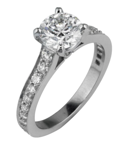 Solitaire Diamond Ring with Diamond Band