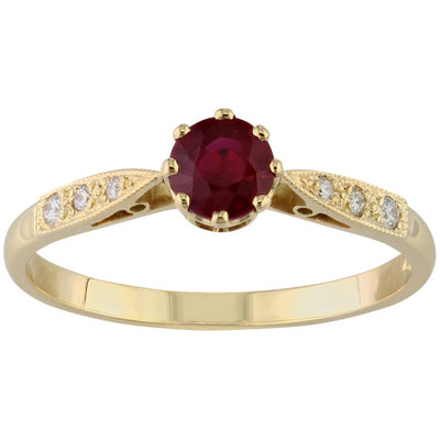 Ruby engagement ring yellow gold