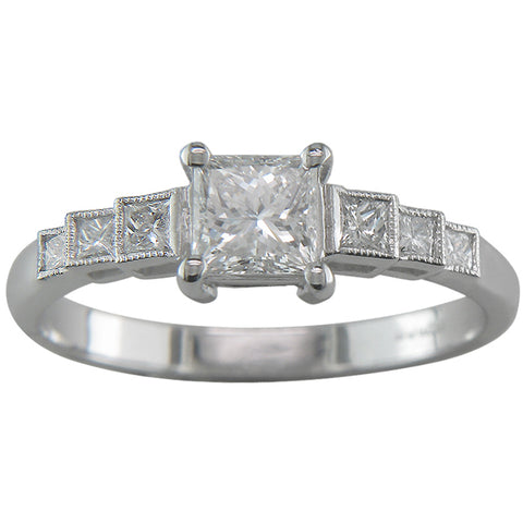 Sharp corners, perfectly square shape and brilliant sparkle, are all features that define the princess cut diamond.