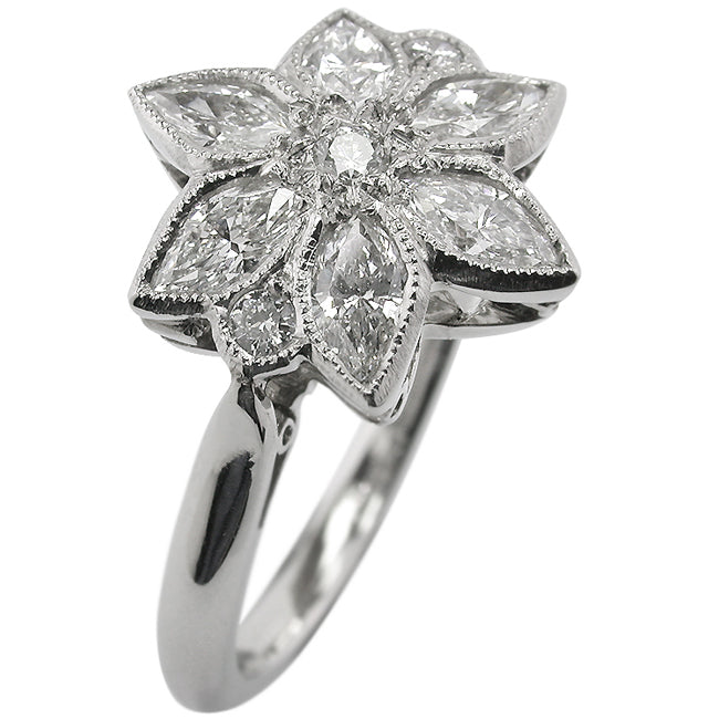 Diamond and Platinum Flower Ring in the Edwardian Style – The London ...