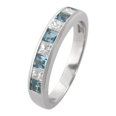 aquamarine diamond eternity ring