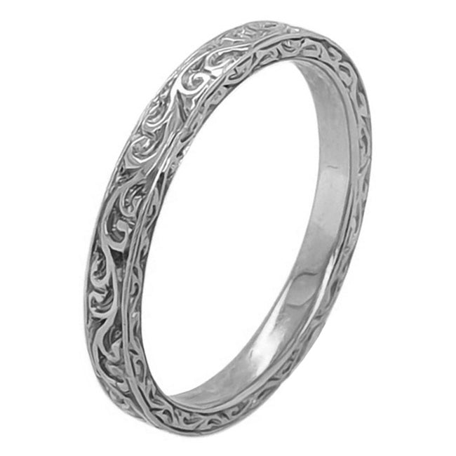 Victorian Scroll Pattern Platinum Hand Engraved Wedding Ring – The ...