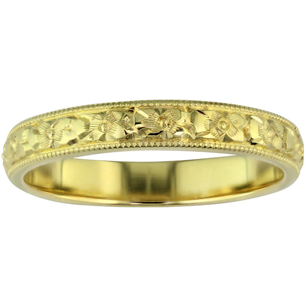 Forget-Me-Not Flower Engraved Gold Wedding Ring | London Victorian Ring ...