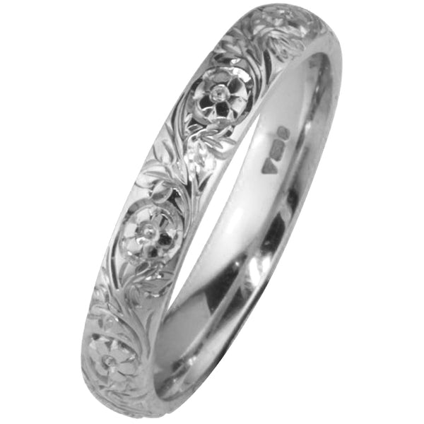 Forget-Me-Not Flower Engraved Wedding Ring in Platinum | London ...