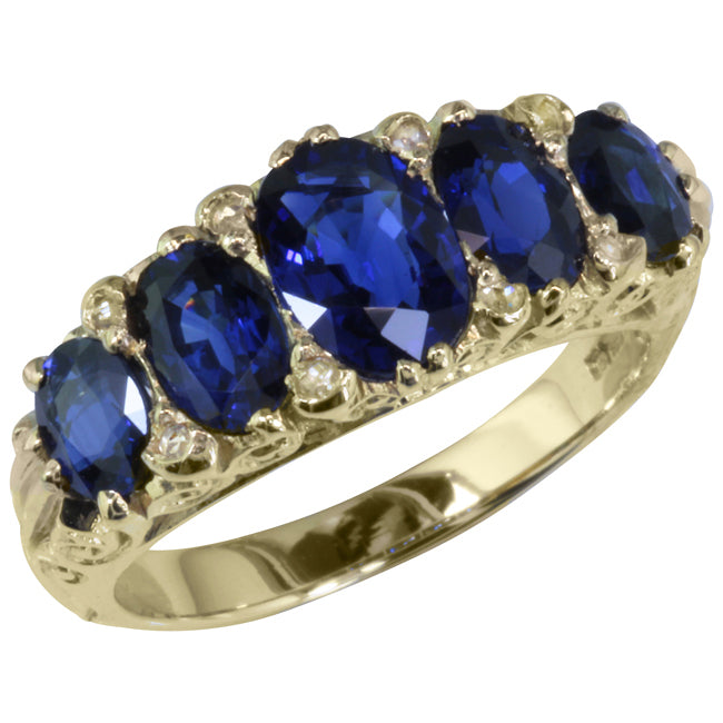 Sapphire Five Stone Victorian Dress Ring or Engagement Ring – The ...
