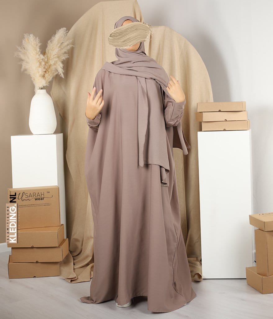 bijstand Startpunt Sophie Farasha Abaya Basic Taupe – islamitischekleding.nl