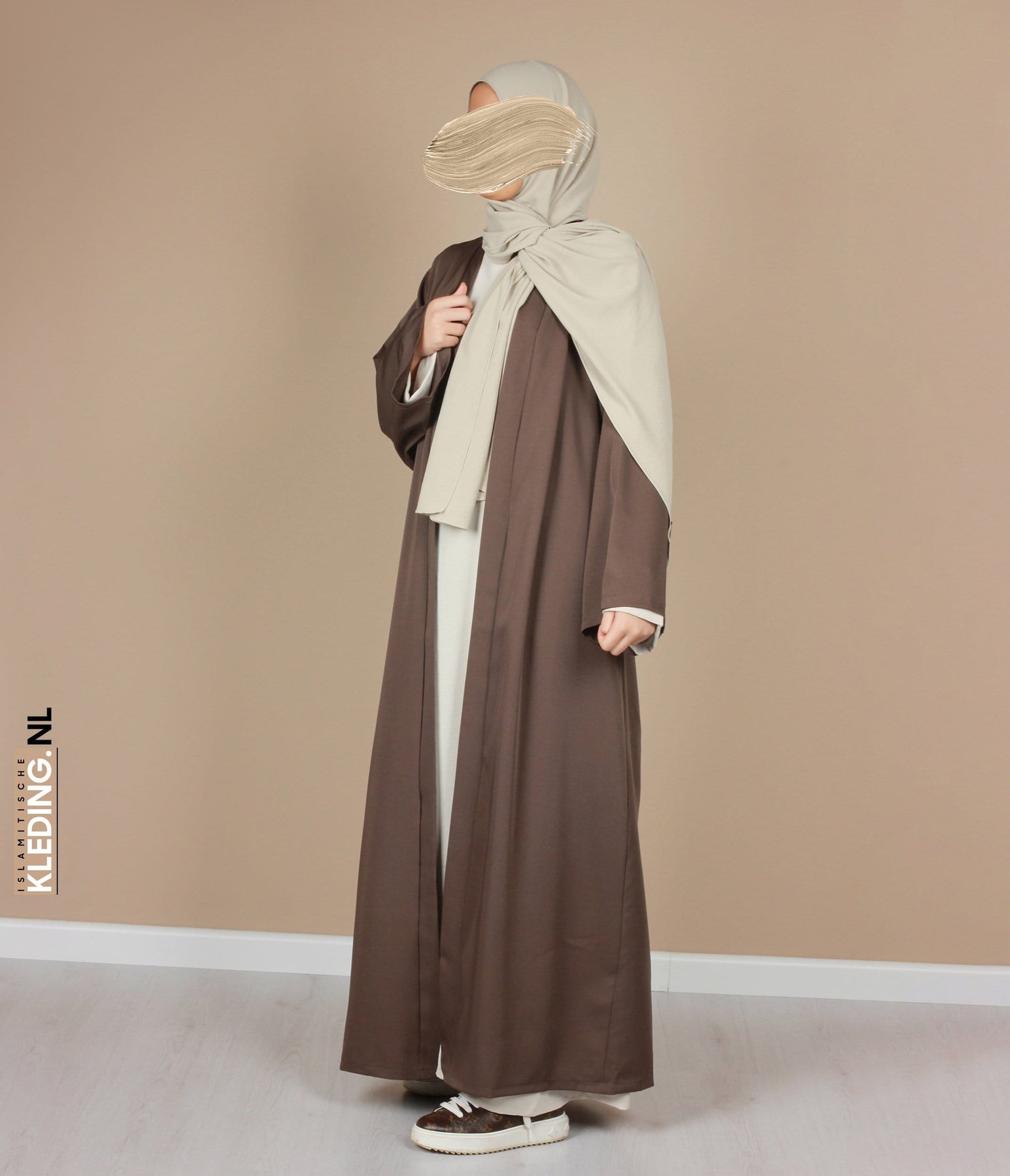 Duizeligheid band Sovjet Kimono Essentiel Akemi - Espresso – islamitischekleding.nl
