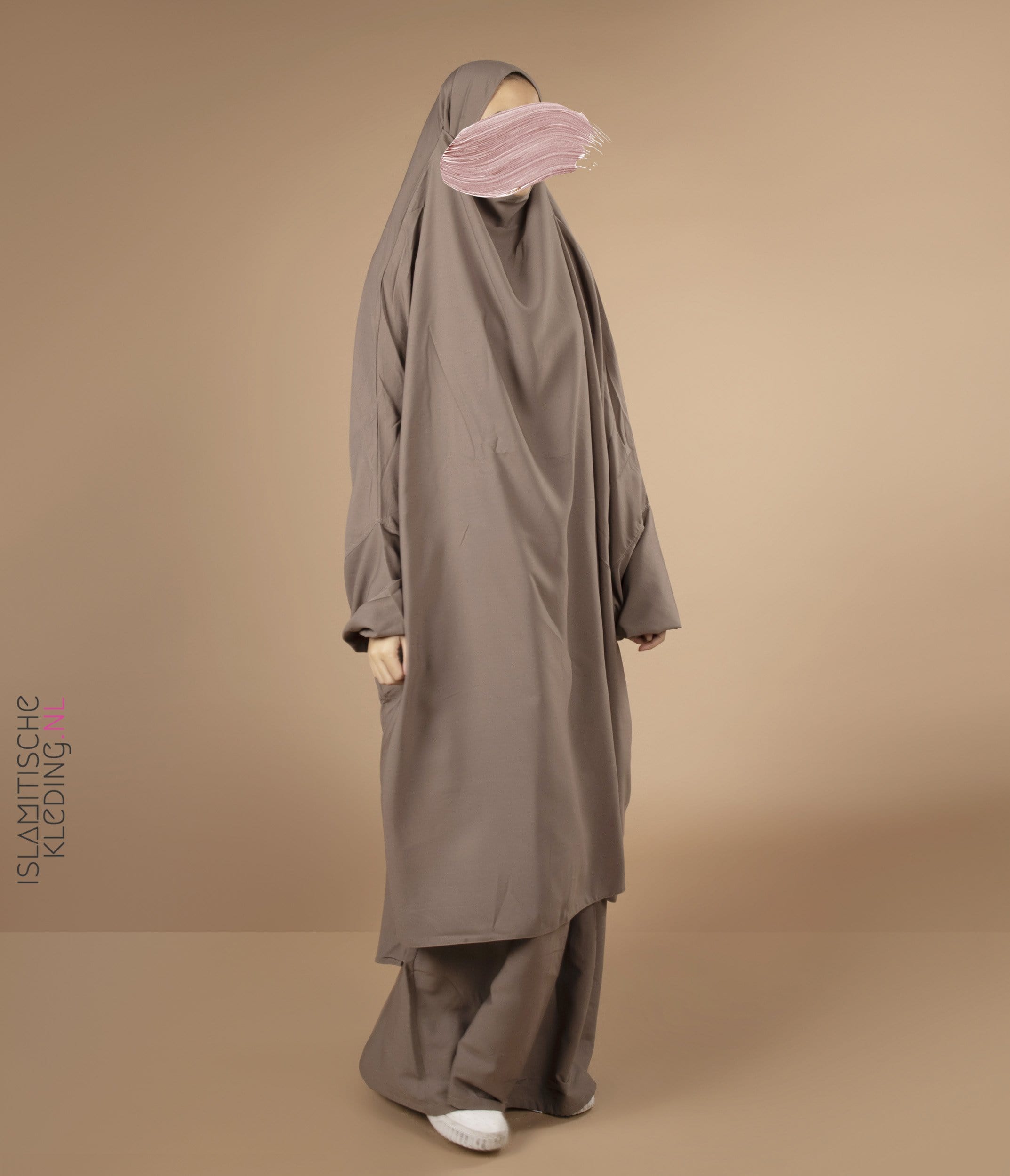bod De Luchtvaart 2-Delige TIE-BACK Jilbab Elast. Polsjes- Taupe – islamitischekleding.nl