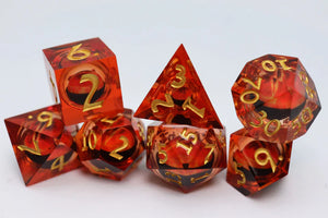 Sharp Edge Moving Eye RPG Dice Set - Amber Cyclops - GameWorkCreate