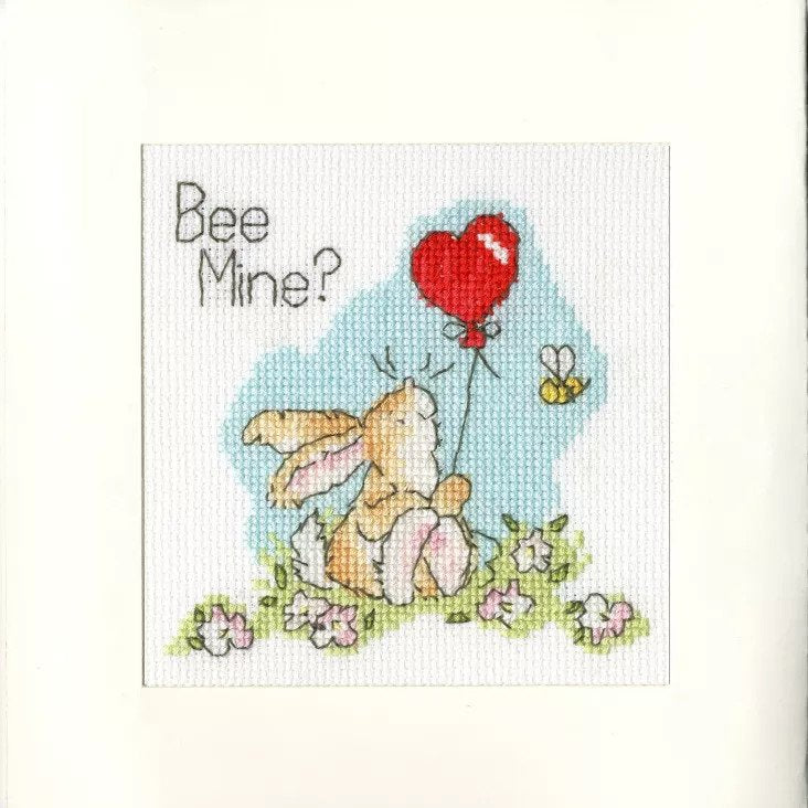 Bee Mine? cross stitch Valentine's card