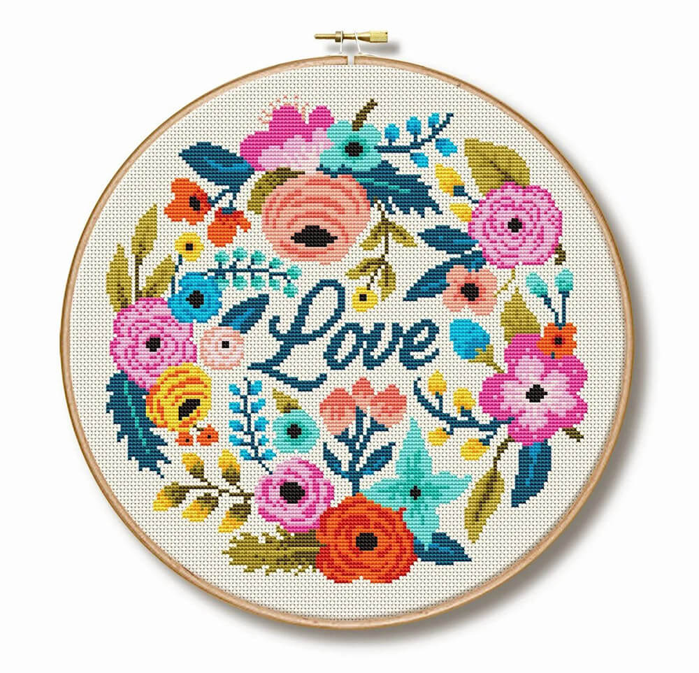 Floral Love cross stitch pattern by Stitchrovia