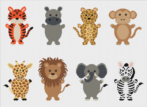 cross stitch graph jungle animals