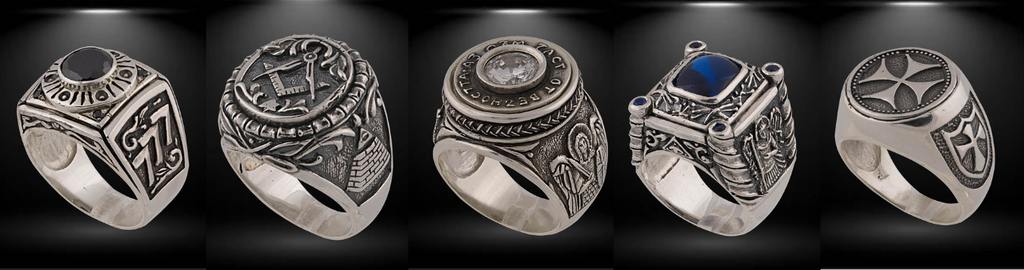 Sterling Silver 925 men's Masonic ring with eagle and pyramid  