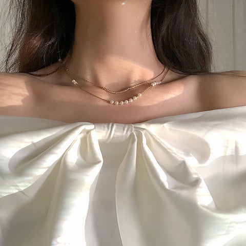 2 Layer mini pearl necklace