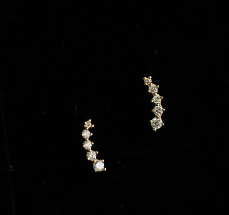Silver Rhodium Double Diamante Cuff Earring