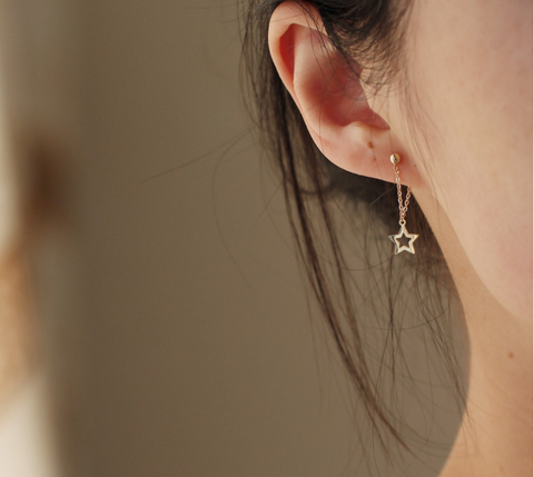 Asymmetry Gold Plated Silver Star Drop Earrings Sydney Luxury