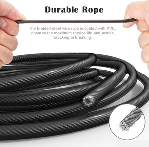 BLACK Jump Rope, LT Skipping Rope Tangle-Free with Ball Bearings Rapid Speed Jump Rope Cable and 6" Memory Foam Handles Ideal for Aerobic Exercise Like Speed Training, Endurance Training and Fitness Gym