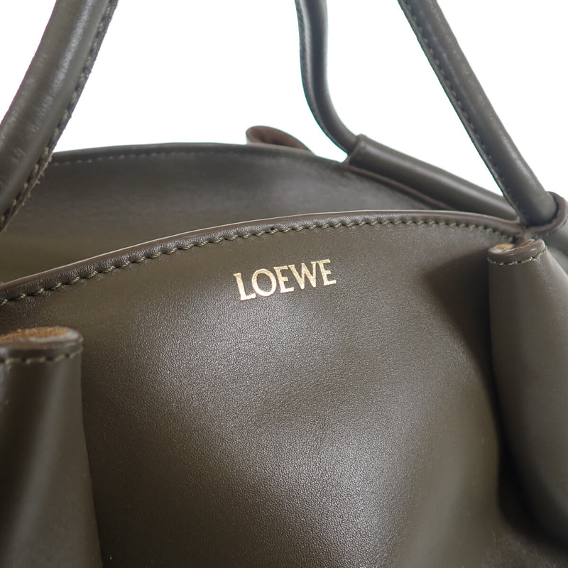 【Aランク】LOEWE ロエベ パセオバッグ スモール 2wayバッグ A709W15X02 シャイニーナパカーフ ダークカーキグリーン レディース【ISEYA】