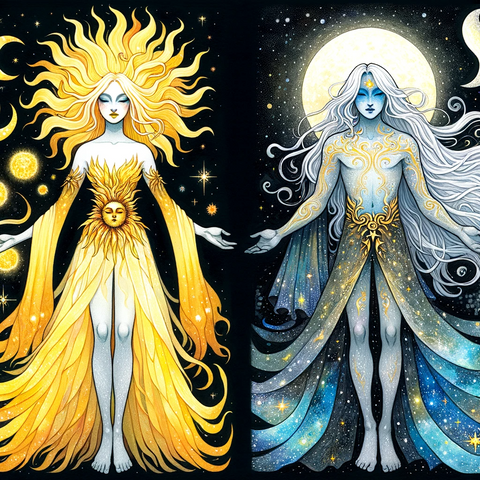 Les dieux scandinaves du soleil et de la lune, Sol et Mani