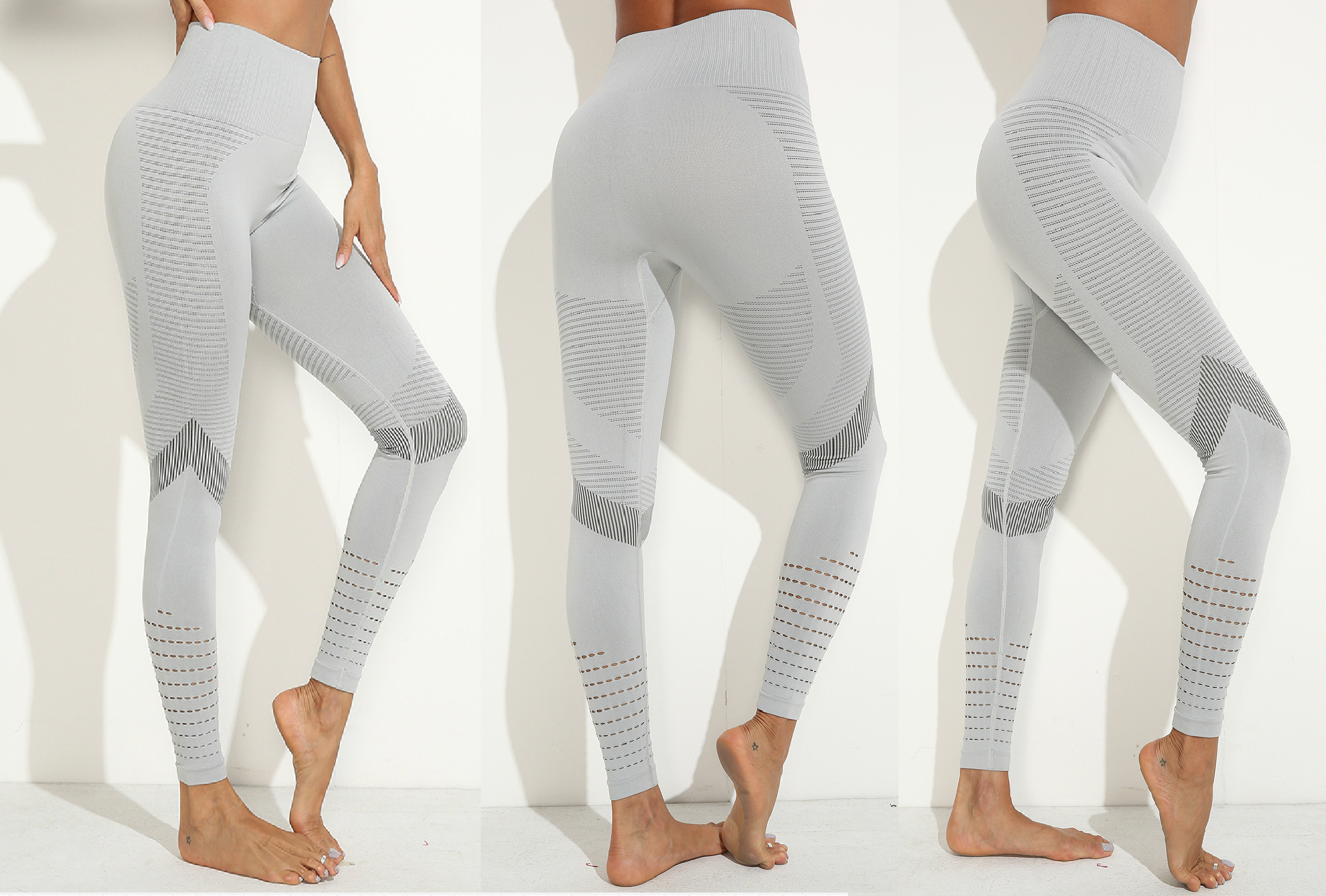 Grey Laser-Cut Leggings Online Legging Store