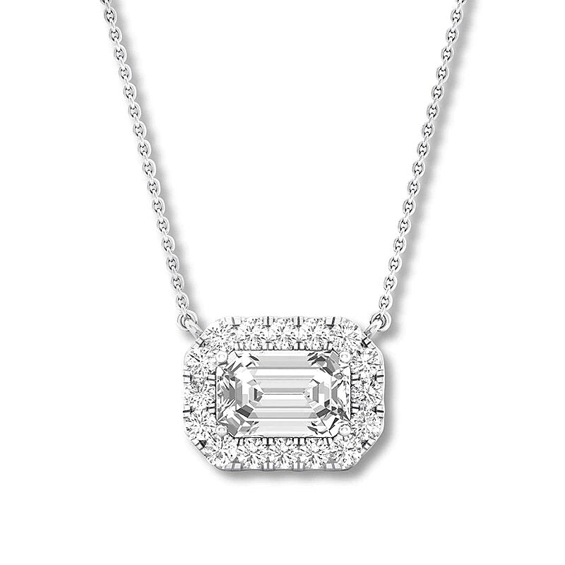 1 carat emerald cut diamond necklace