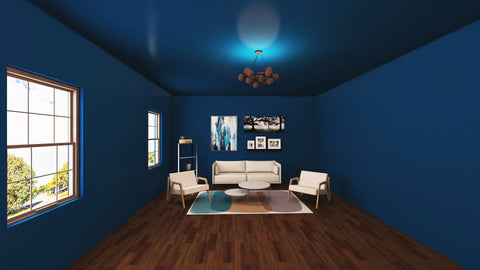 deep colour on walls and possibly the ceiling draws the boundaries closer, making the room looks smaller.