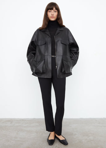 Army leather jacket black – Totême