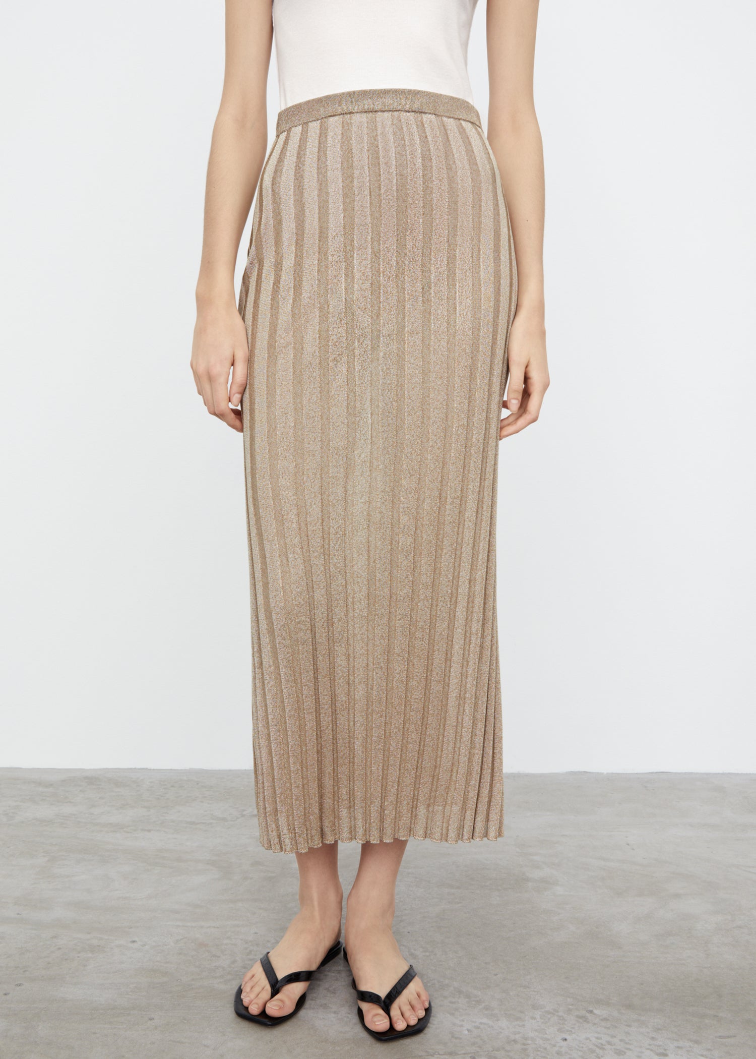 Rib knit maxi skirt champagne Totême