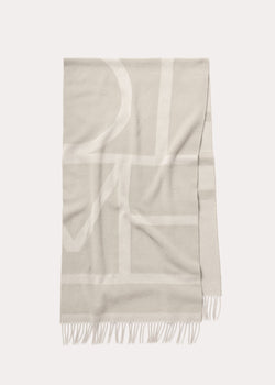 Monogram wool cashmere scarf tobacco