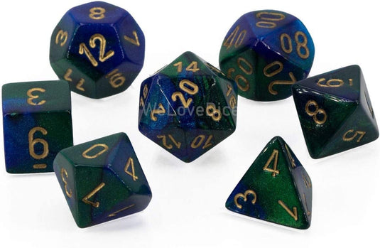 Chessex Dice d6 Sets: Gemini Blue & Red with Gold - 16mm Six Sided