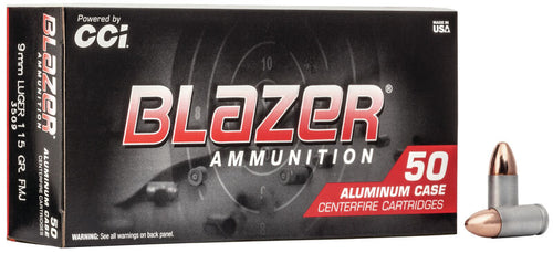 Blazer Brass 9mm Luger 115gr FMJ Handgun Ammo - 50 Rounds