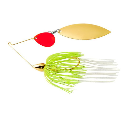 War Eagle Gold Frame Tandem Willow Spinnerbait-White Chartreuse RK
