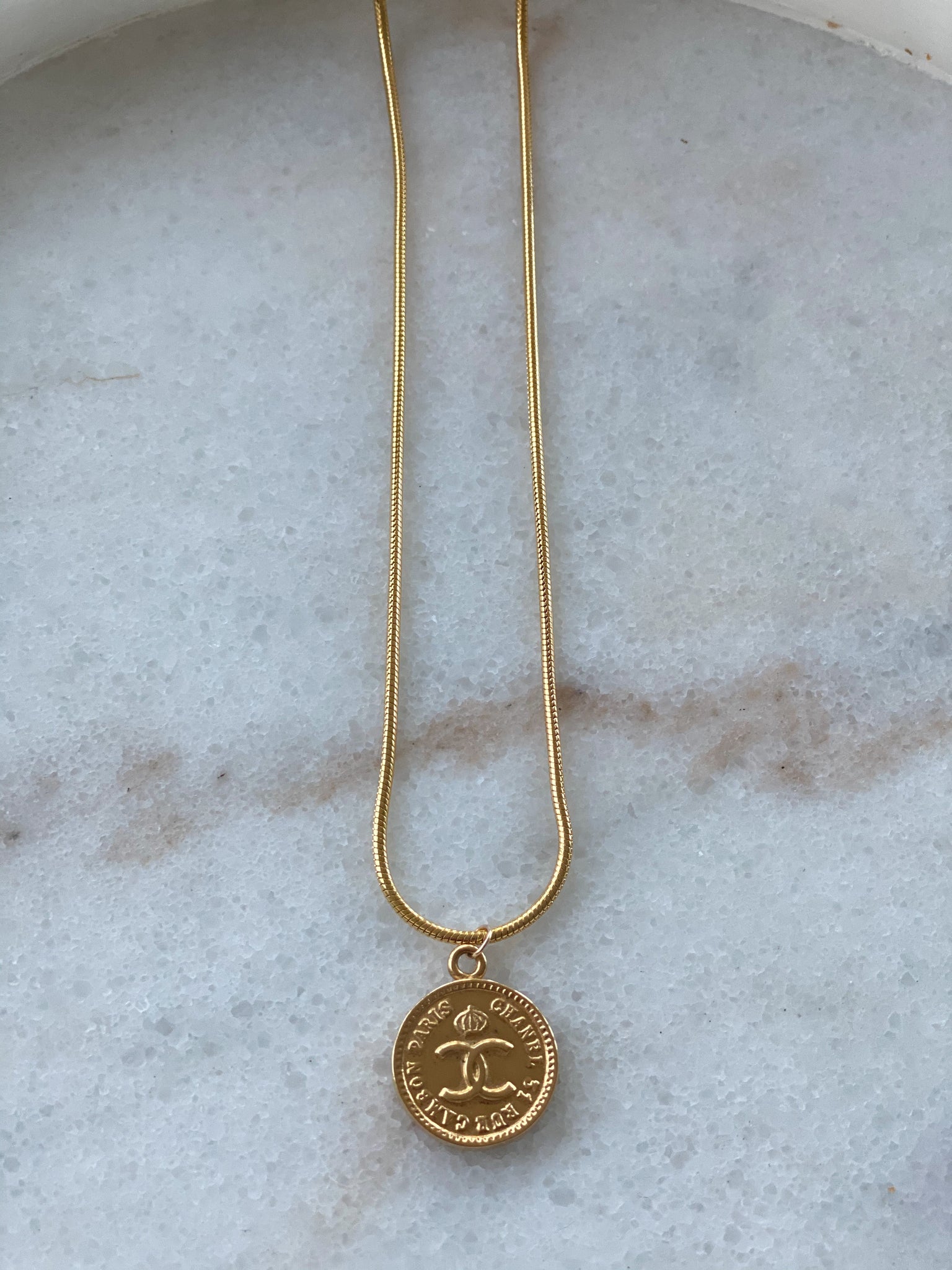 chanel gold coin necklace