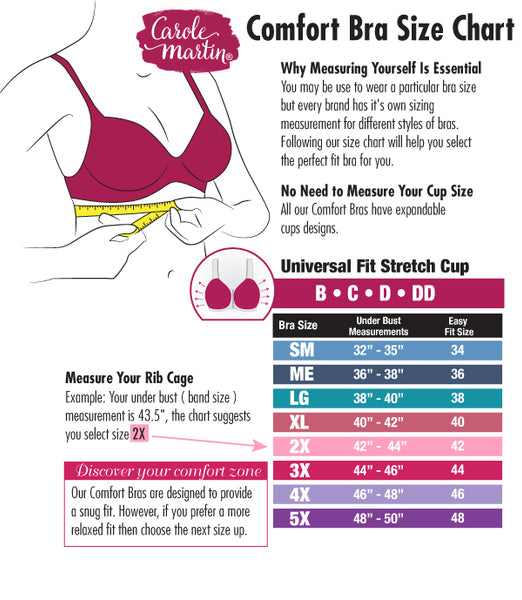 Carole Martin Comfort Bra Size Chart