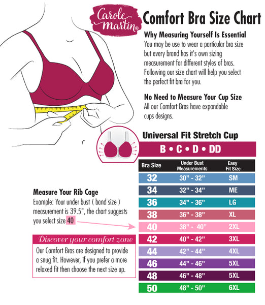 Carole Martin Comfort Bra Size Chart