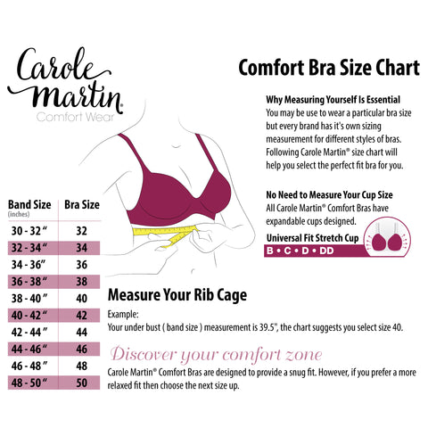 Carole Martin Comfort Bra Size Chart