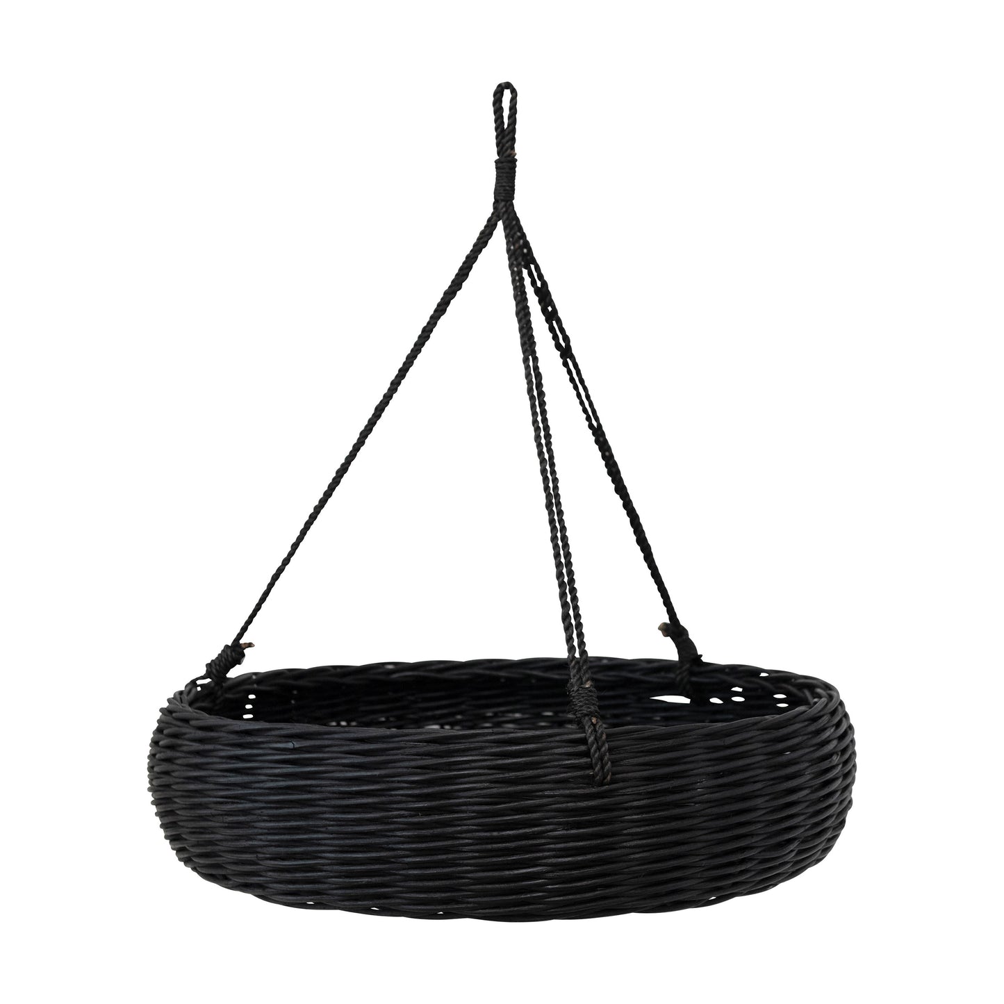 Hand-Woven Hanging Rattan Basket with Jute Rope Hanger