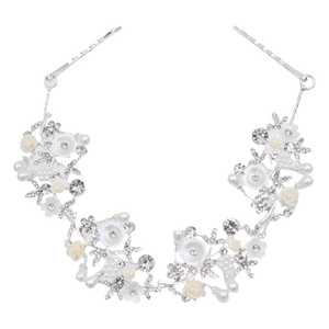 Crystal Flower Ivory Rose Hair Vine - Tulleen.com