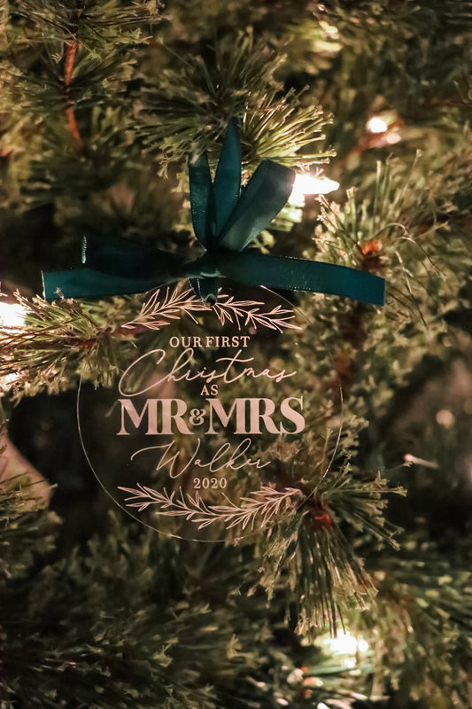 Clear Acrylic Ornament Mr and Mrs Christmas Ornament, First Christmas as Mr  and Mrs, Mrs and Mrs, Mr and Mr, First Christmas Married 