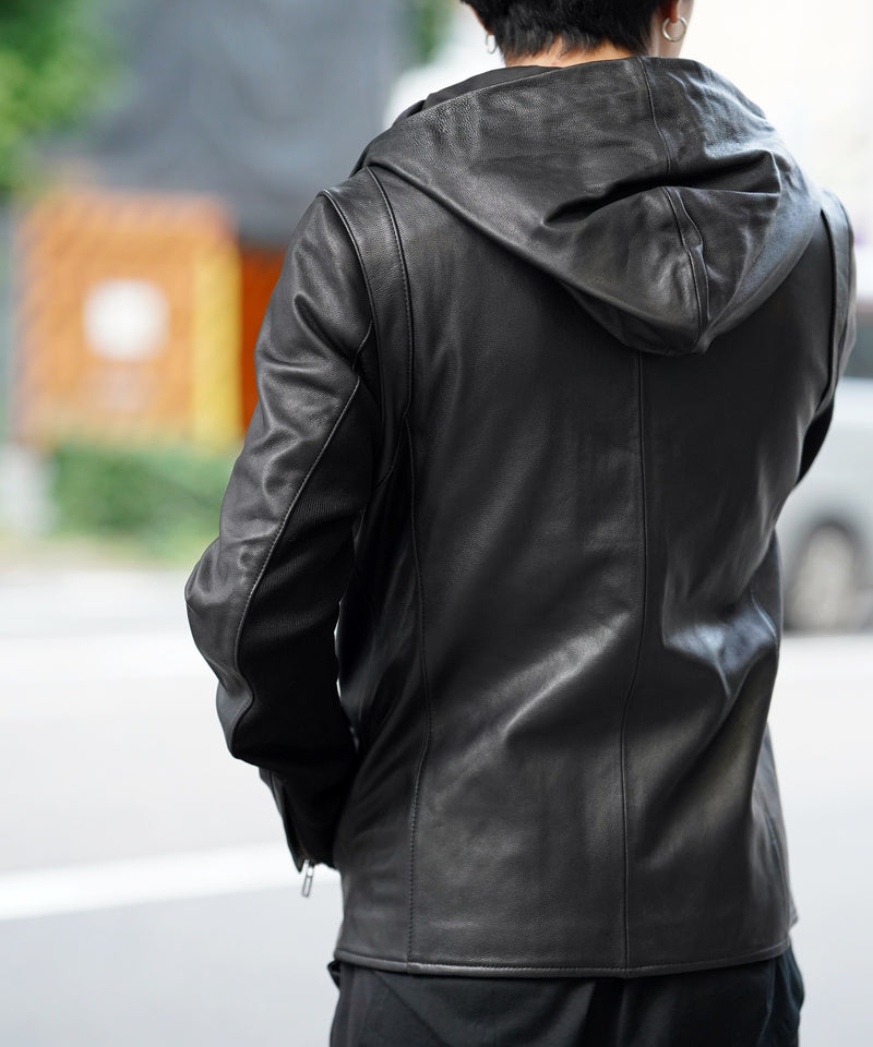 DOMENICO+SAVIOドメニコサヴィオHOODED LEATHER JKT ドメニコアンド