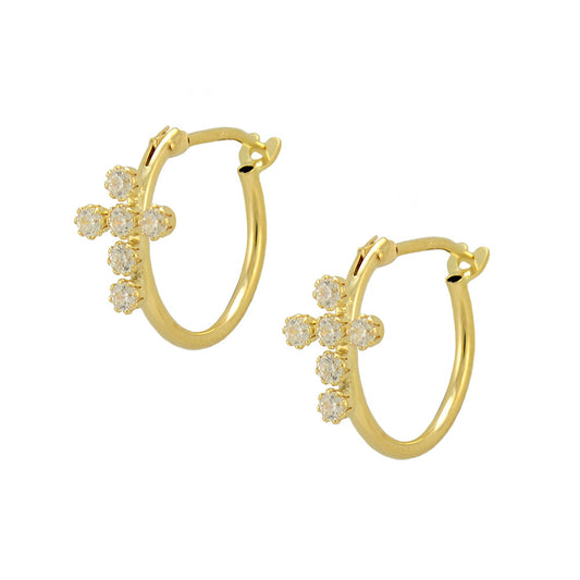 Child & Teen Jewelry - 14K Yellow Gold Round CZ Girls Hoop