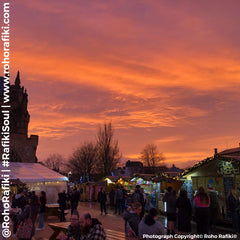 Orange sky Exeter cathedral