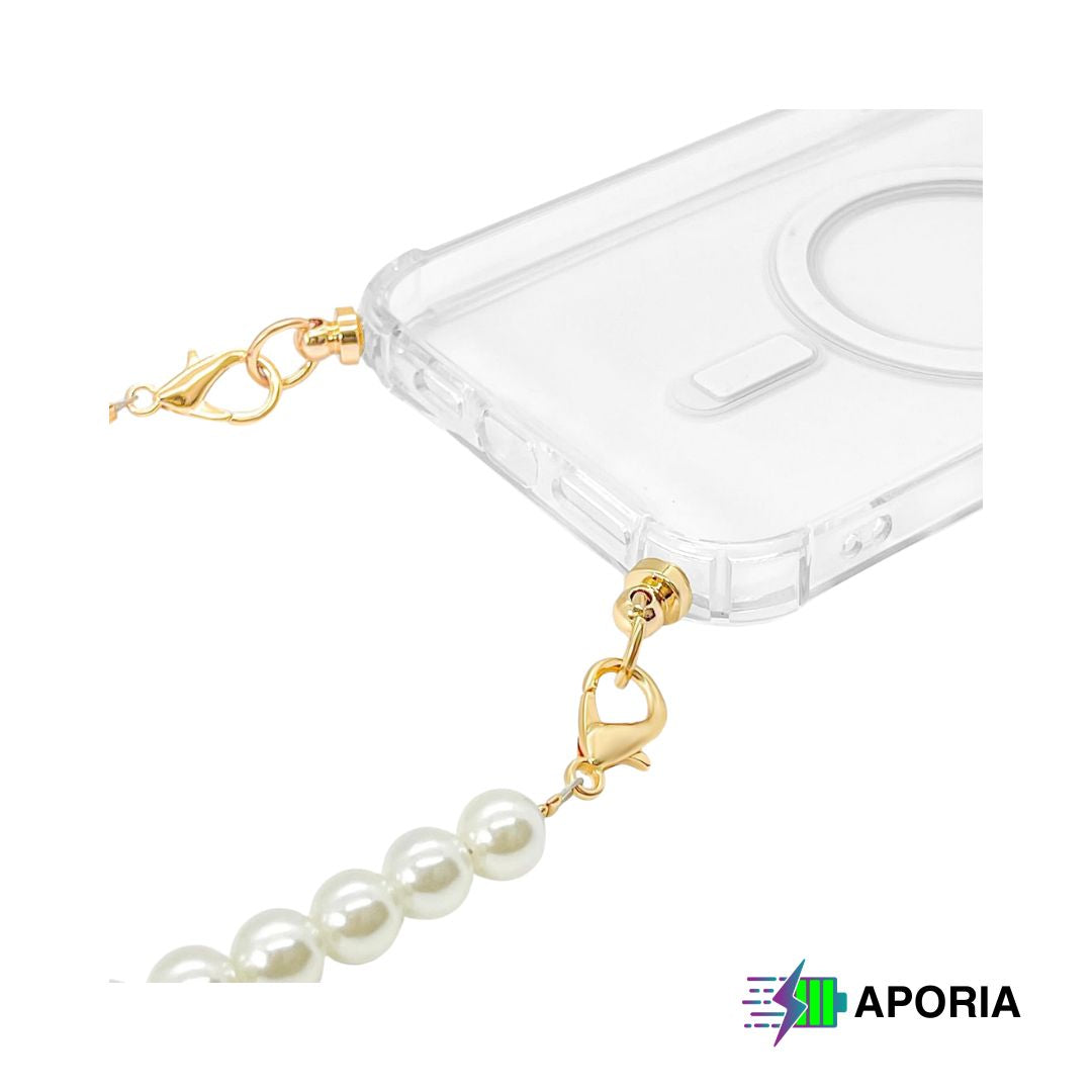 APORIA - MagSafe Clear Case with Pearl Wristlet Strap for iPhone 16/15/14/13/12
