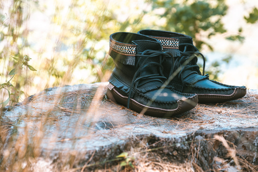 black laurentian chief earthing moccasin boots