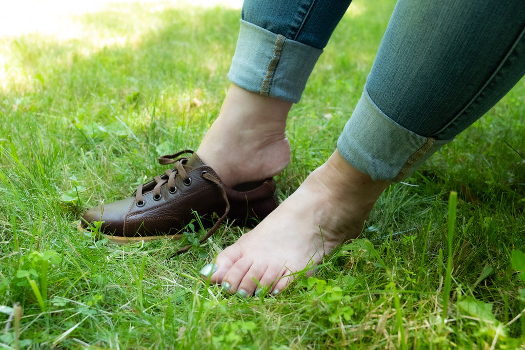 sliding on a pair of boho wide fit walkers earthing shoes