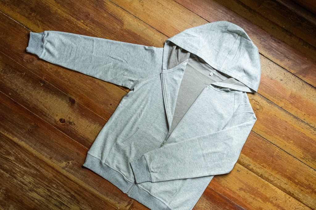 EMF shielding protection zip-up hoodie sweater grey